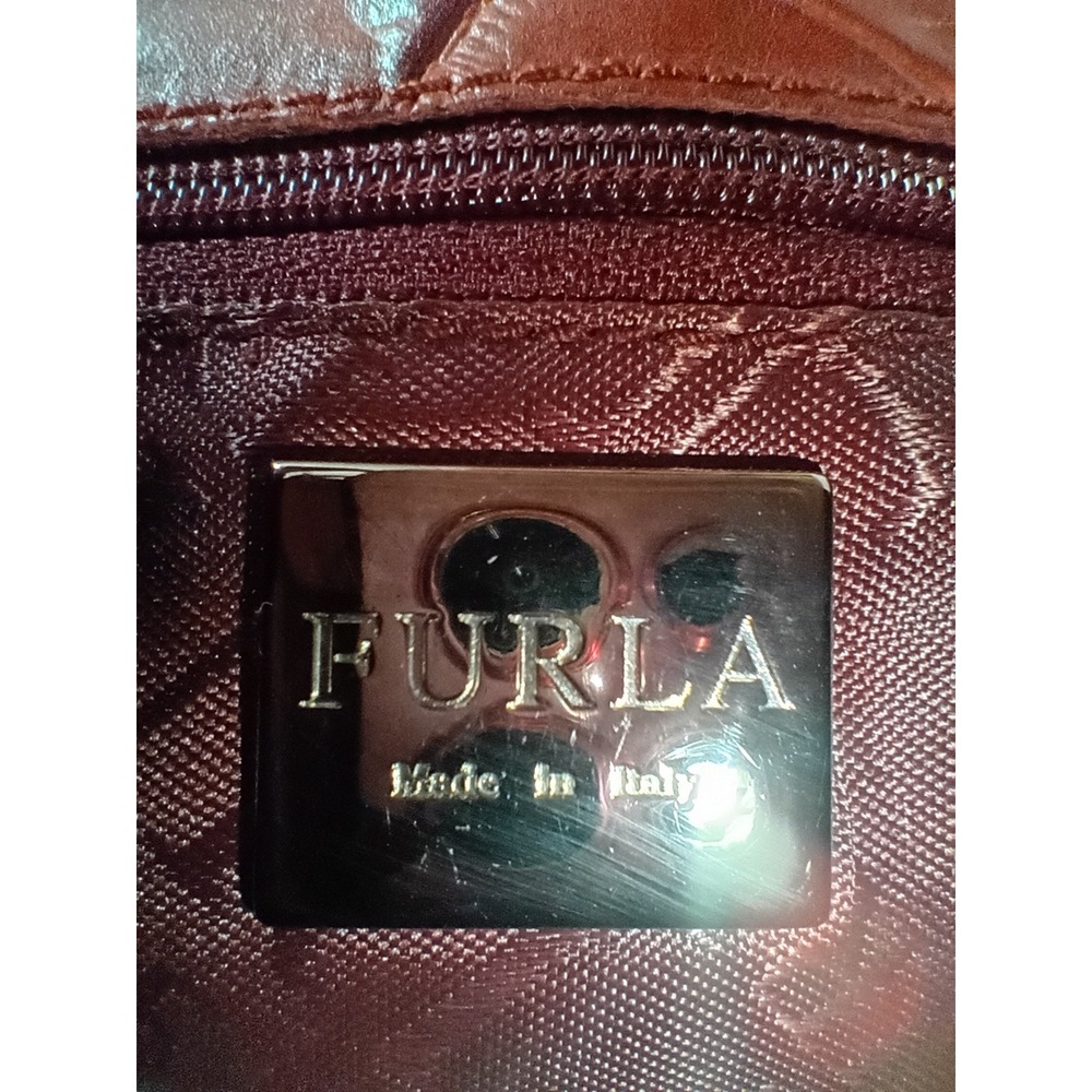 FURLA Vintage Red Crocodile-Embossed Leather Handbag - EUC - Picture 8 of 8